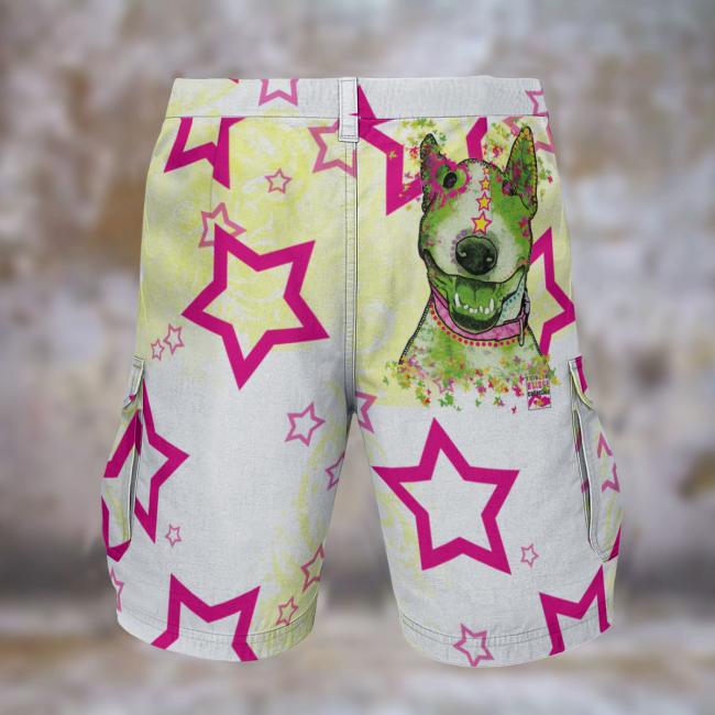 Preview: Cargohose mit Bärbel - Hose, lang oder kurz, bunt, 100% Polyester, Grösse S-5XL, fester Stoff, Normale Passform, Mischling, Mix, Bullterrier, Bärbel